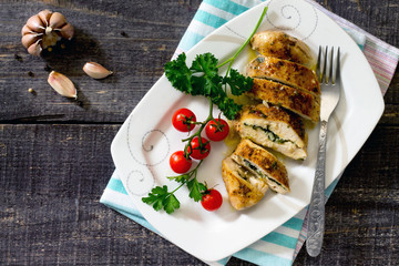 Chicken fillet baked in a rustic style