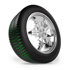 Obraz premium Car winter wheel with separate tread on white background