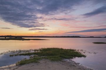 sunset over inlet bay