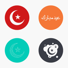 Vector modern eid mubarak colorful icons set