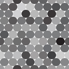 Gray monochrome vector seamless pattern with circles.  Abstract geometrical background. 