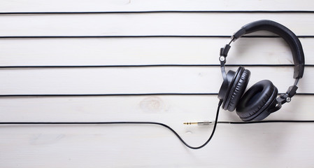 art music studio background with dj  headphones - obrazy, fototapety, plakaty