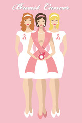 Breast Cancer Awareness.Three International Womans