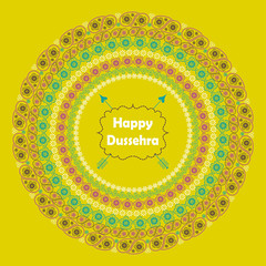 Happy Dussehra.Paisley circle frame in holiday background