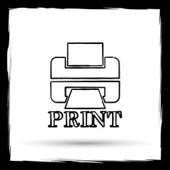 Printer with word PRINT icon