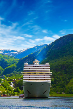 cruise ship in norway fjiord