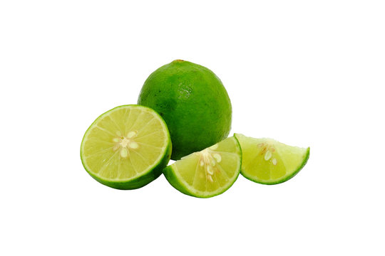 Lime fruit isolated on white background.