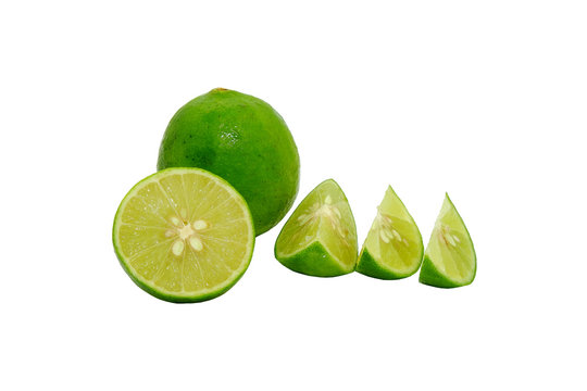 Lime fruit isolated on white background.