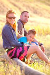 Family portrait at sunset