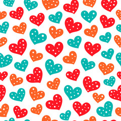 Colorful hearts seamless pattern