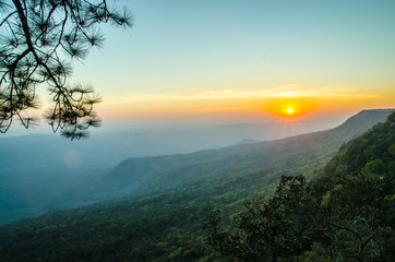 sunset on mountain landscape