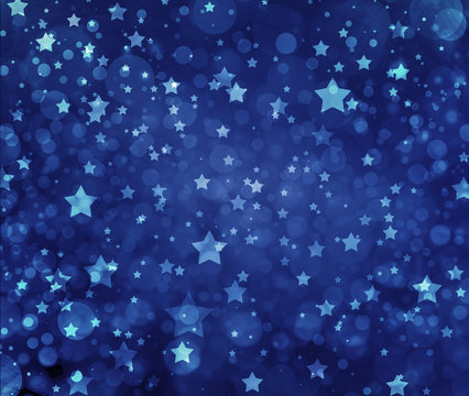 Stars on blue background. Navy blue background with white stars. Glittering stars at night. Stars shining in sky.
