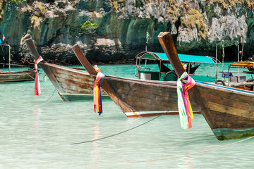 Three wooden traditional boats
