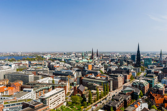 Aerial view of Hamburg city center, Germany