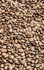 Brown coffee beans, close-up of coffee beans