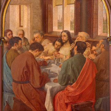 Bruges - Last Supper of Christ by Van Heary (1865) in st. Giles