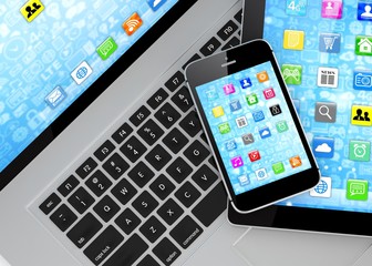 Laptop, phone and tablet pc.