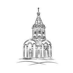 Silhouette of a Russian chapel. Vector illustration.