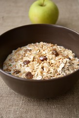 cereal with milk and apple