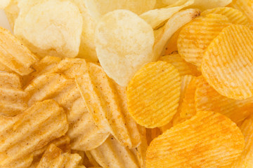 potato chips on white background