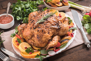 Served roasted turkey