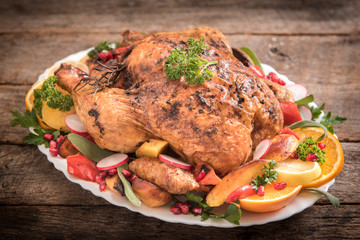 Roasted turkey and vegetables