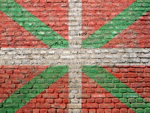 Drapeau basque peint sur un mur