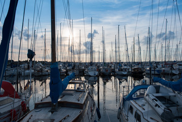 sunset over the harbour