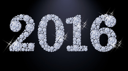 Diamond 2016 New year banner, vector illustration