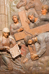Banska Stiavnica - carved relief Veronica wipes the face of Jesus