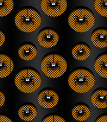 seamless halloween pattern with spiders in holes over dark