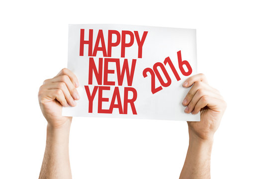 Happy New Year 2016 placard isolated on white