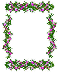 Holiday card with roses and lilies of the valley