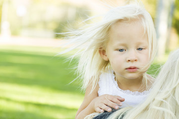Melancholy Portrait of Cute Little Girl Outside