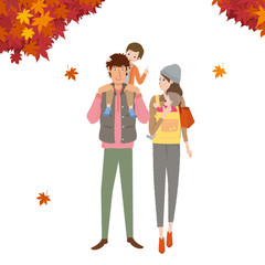 秋　家族　イラスト