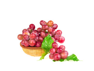 red grapes isolated on white background