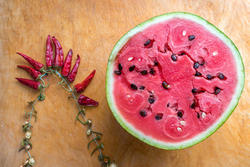 Watermelon and peppers