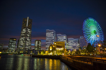 Fototapeta premium Night view of Minato Mirai, the central business district of Yokohama, Japan