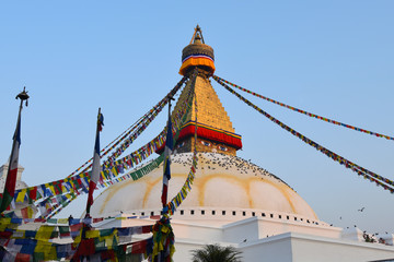 view of Boudhanath, the famous temple in Kathmandu, Nepal
