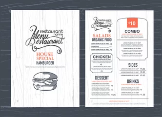 Fotobehang vintage restaurant menu design and wood texture background.. © phaisarnwong2517
