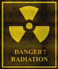 Obraz premium aged and worn radiation hot zone sign
