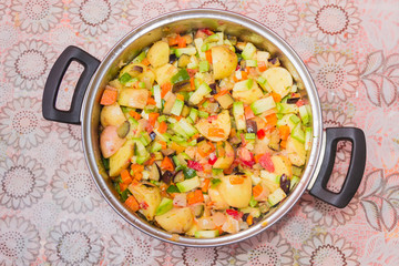 Vegetables for cooking a ratatouille in the saucepot
