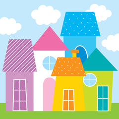 cute houses design suitable for background decoration