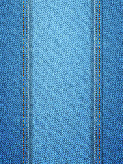 Blue denim background with stitch. Vector illustration.