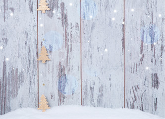 Christmas decoration, Holiday background with wood 