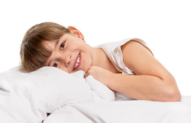 Obraz premium Little girl in the bed