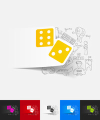 dice paper sticker with hand drawn elements