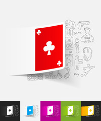 playing card paper sticker with hand drawn elements