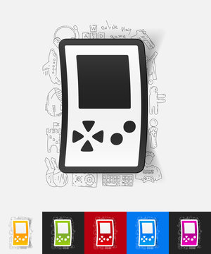 video game paper sticker with hand drawn elements