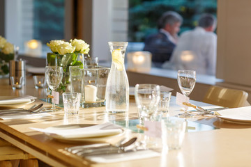 Table set in white for wedding or event party